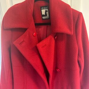 Red baby alpaca coat size S